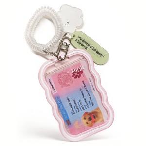 粉色雲朵波浪吊飾卡套