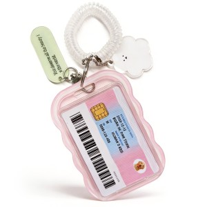 粉色雲朵波浪吊飾卡套