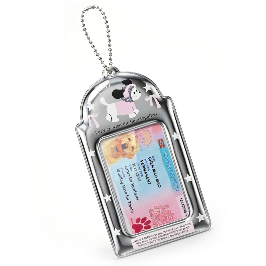 銀灰卡通小狗展示卡套