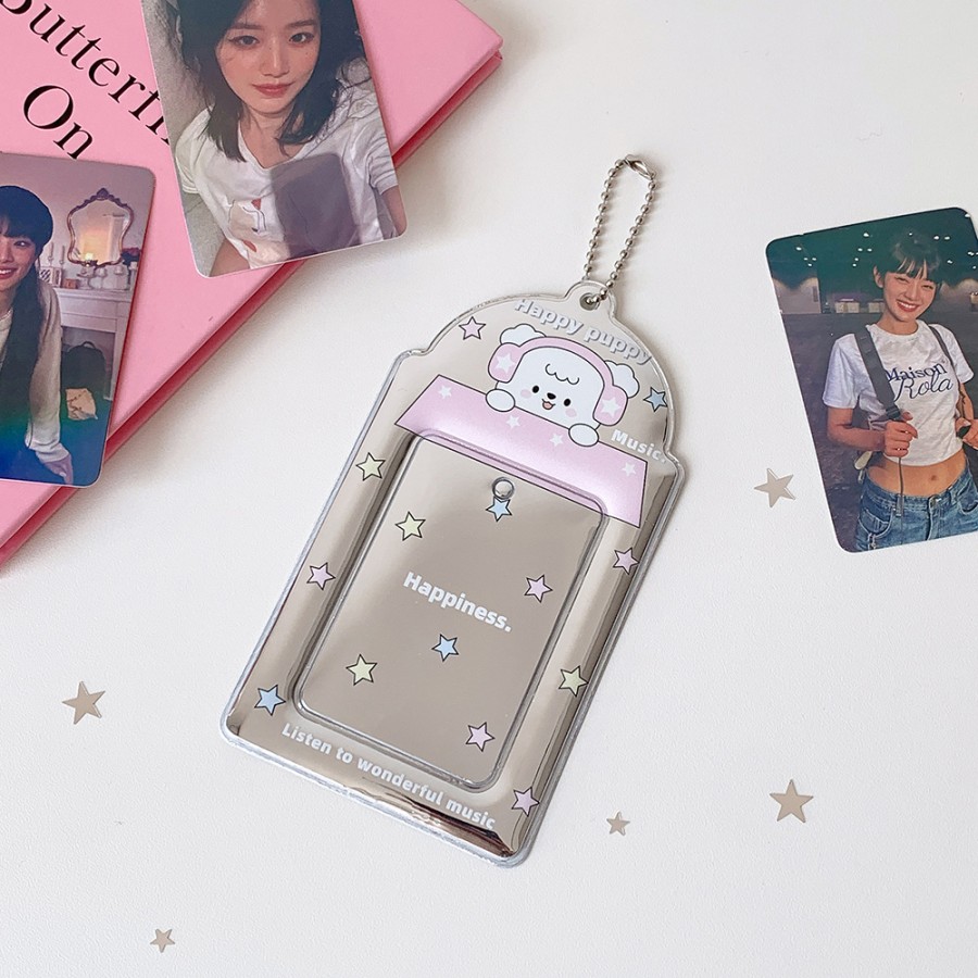 銀灰耳機小狗展示卡套