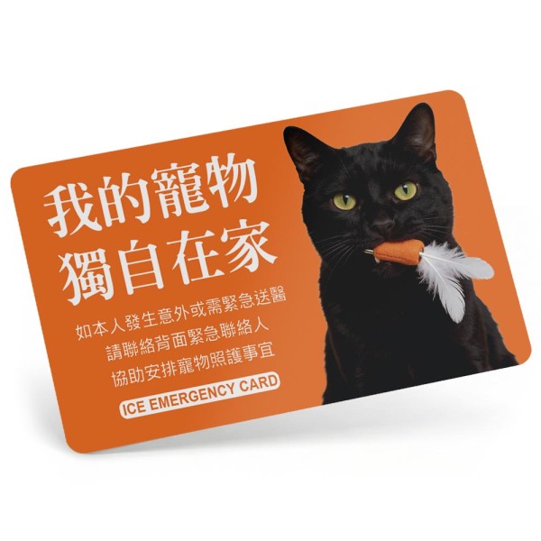 橫式寵物緊急聯絡卡-單寵家庭