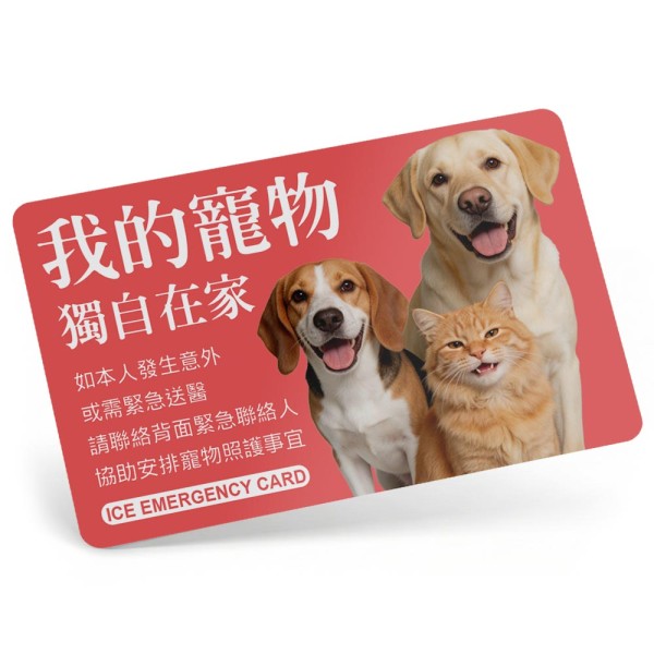 橫式寵物緊急聯絡卡-多寵家庭
